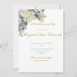 Foraalherdenkingsfoto van Floral Blue Gold Elegant Kaart