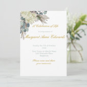 Foraalherdenkingsfoto van Floral Blue Gold Elegant Kaart (Staand voorkant)