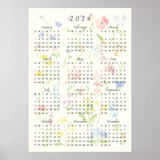 Foral 2024 Kalender waterverf Poster (Voorkant)