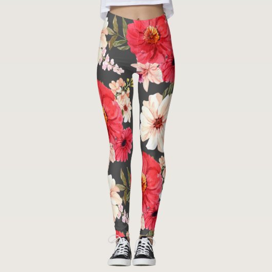Foral and Glamour Seamless Pattern Natural Leggings (Voorkant)