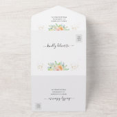 Foral blush roze Weddenschap-uitnodiging allemaal  All In One Uitnodiging (Buitenkant)