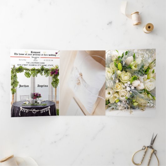 Foral & Elegante bruiloft uitnodiging (Binnen)