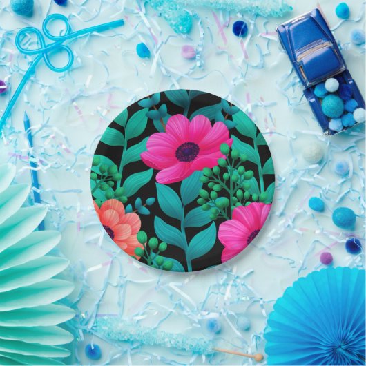 Foral en glamour Seamless Pattern Natural Spring Papieren Bordje (Feest)