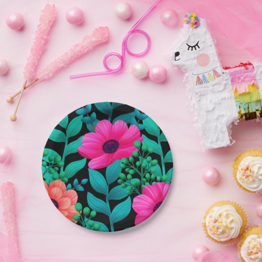 Foral en glamour Seamless Pattern Natural Spring Papieren Bordje (Feest)