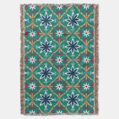 Foral Geometric Blue en Navy Pattern Deken (Voorkant Verticaal)