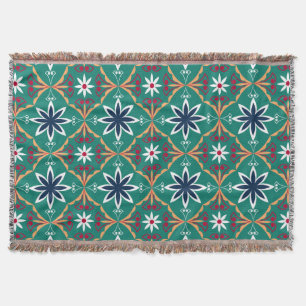 Foral Geometric Blue en Navy Pattern Deken
