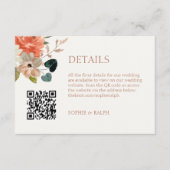 Foral Waterverf Wedding Finer Details QR-code Informatiekaartje (Voorkant)