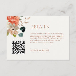 Foral Waterverf Wedding Finer Details QR-code Informatiekaartje