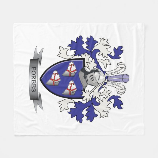 Forbes Family Crest Coat of Arms Fleece Deken (Voorkant (Horizontaal))