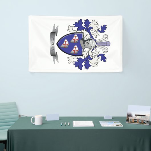 Forbes Family Crest Coat of Arms Spandoek (Beurs)