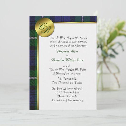 Forbes Pset Monogram Weddenschap Kaart (Staand voorkant)