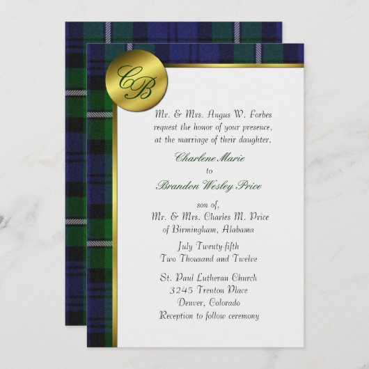 Forbes Pset Monogram Weddenschap Kaart (Voorkant / Achterkant)