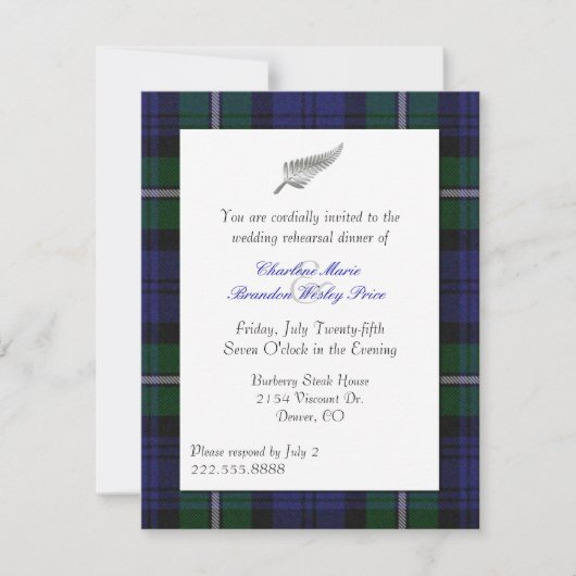 Forbes Pset Wedding Rehearsal Dinner Invitation Kaart (Voorkant)