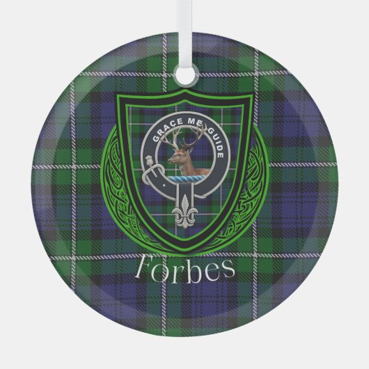 Forbes Schotse Clan Tartan & Crest Glas Ornament (Voorkant)