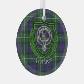 Forbes Schotse Clan Tartan & Crest Glas Ornament (Voorkant Rechts)