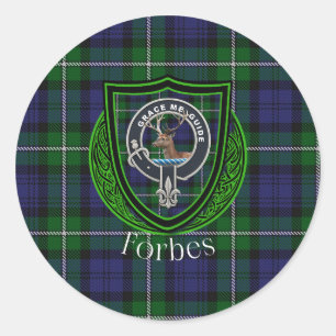 Forbes Schotse Clan Tartan & Wapen Ronde Sticker