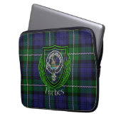 Forbes Scottish Clan Tartan and Crest Laptop Sleeve (Voorkant Links)