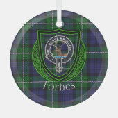 Forbes Scottish Clan Tartan & Crest Glas Ornament (Voorkant)