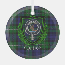 Forbes Scottish Clan Tartan & Crest Glas Ornament