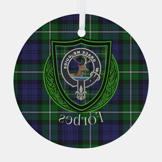 Forbes Scottish Clan Tartan & Crest Glas Ornament (Achterkant)