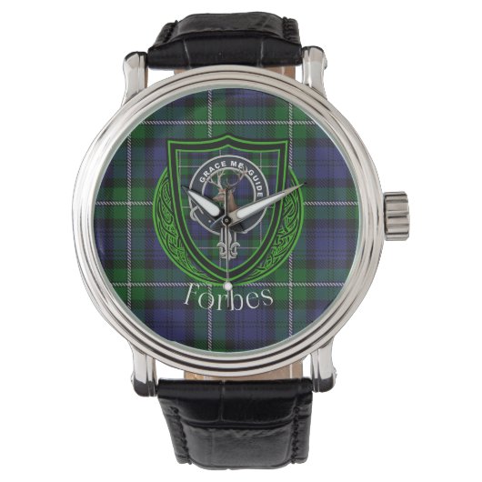Forbes Scottish Clan Tartan & Crest Horloge (Voorkant)