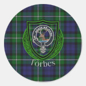 Forbes Scottish Clan Tartan & Crest Ronde Sticker (Voorkant)