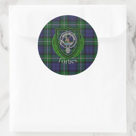 Forbes Scottish Clan Tartan & Crest Ronde Sticker (Tas)