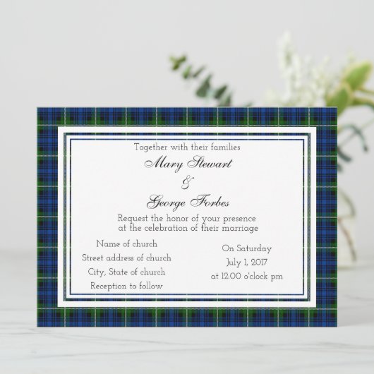 Forbes Scottish Wedding Invitation Kaart (Staand voorkant)