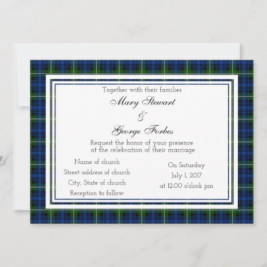 Forbes Scottish Wedding Invitation Kaart (Voorkant)