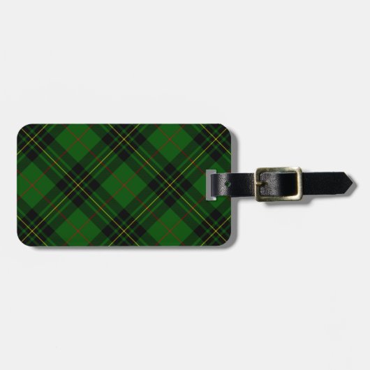 Forbes tartan green black plaid bagagelabel (Voorkant horizontaal)