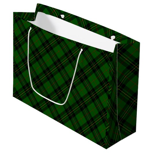 Forbes tartan green black plaid groot cadeauzakje (Voorkant Gekanteld)