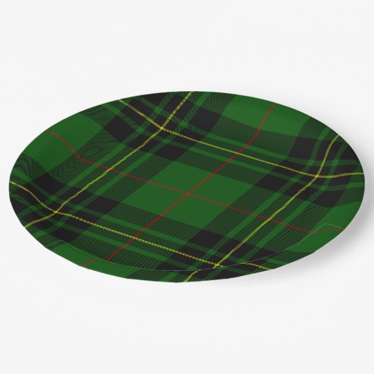 Forbes tartan green black plaid papieren bordje (Gekanteld)