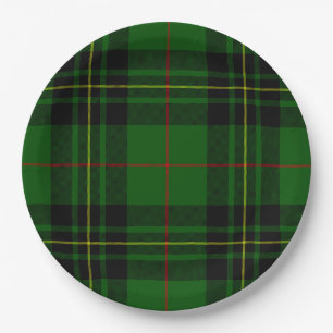 Forbes tartan green black plaid papieren bordje