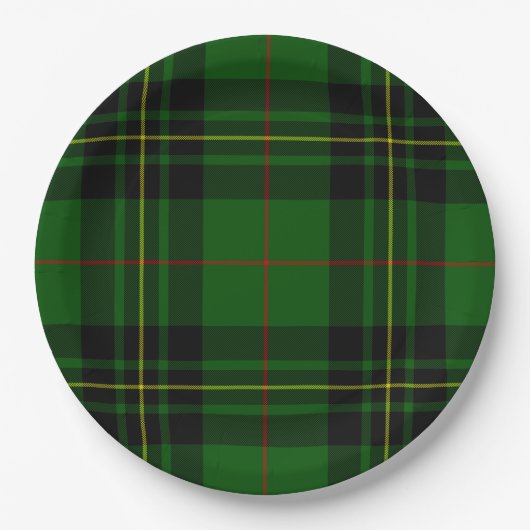 Forbes tartan green black plaid papieren bordje (Voorkant)