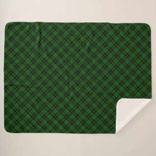 Forbes tartan green black plaid sherpa deken