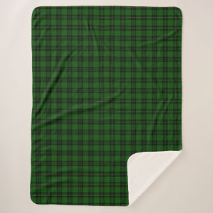 Forbes tartan green black plaid sherpa deken