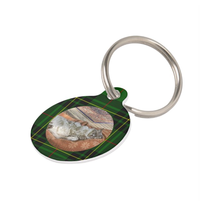 Forbes Tartan Green Cat aanpassen Huisdierpenning (Zijkant)
