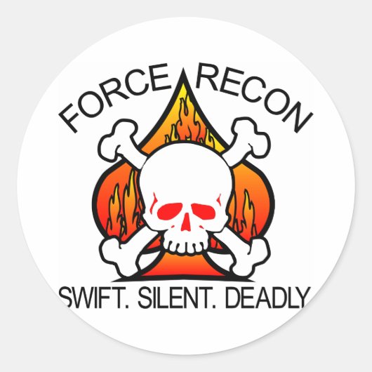 Force Recon Skull Ronde Sticker (Voorkant)