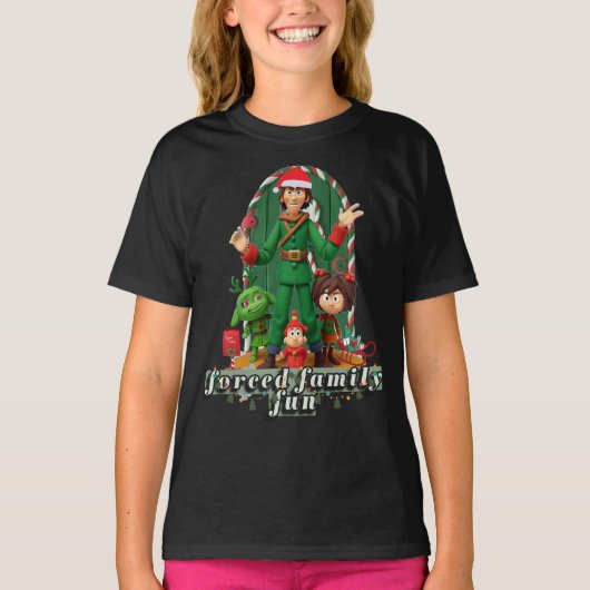Forced Family Fun Christmas Tee | Funny Holiday El T-shirt (Voorkant)
