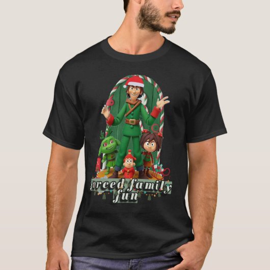 Forced Family Fun Christmas Tee | Funny Holiday El T-shirt (Voorkant)