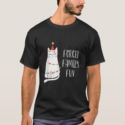Forced Family Fun Funny Cat Christmas Families Gif T-shirt (Voorkant)