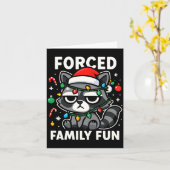 Forced Family Fun – Funny Sarcastic Raccoon Xmas C Kaart (Gele Bloem)