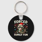 Forced Family Fun – Funny Sarcastic Raccoon Xmas C Sleutelhanger (Voorkant)