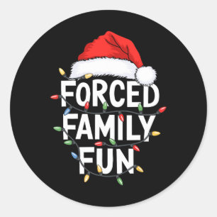 Forced Family Fun Mannen Vrouwen Kinder Kerst Pyja Ronde Sticker