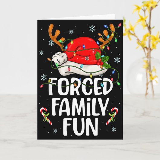 Forced Family Fun Sarcastic Christmas Funny Men Wo Kaart (Gele Bloem)