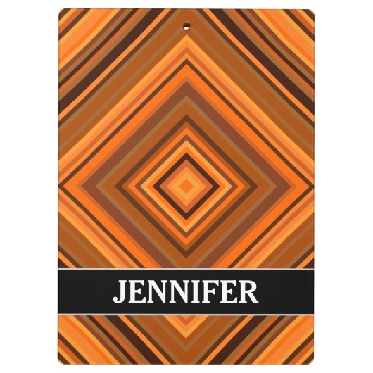 Forceer en Oranje vierkant patroon + eigen naam Klembord (Achterkant)