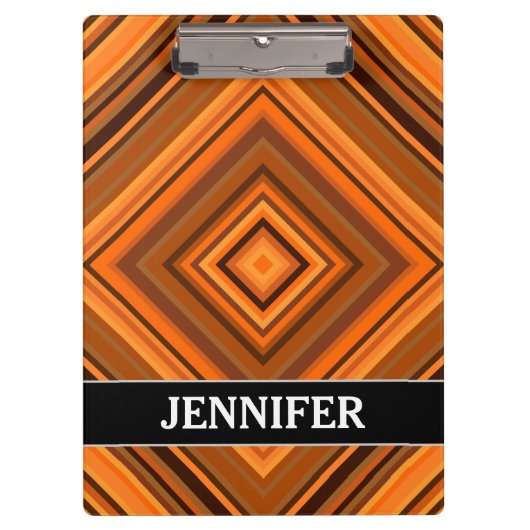 Forceer en Oranje vierkant patroon + eigen naam Klembord (Voorkant)