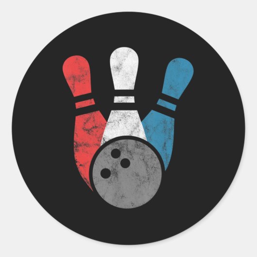 forceerde Bowling voor mannen, Bowling-spelden en Ronde Sticker (Voorkant)