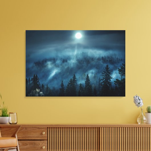 Forces | Moonlit Forest Canvas Afdruk (Insitu (Woonkamer))