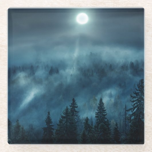 Forces | Moonlit Forest Glazen Onderzetter (Voorkant)